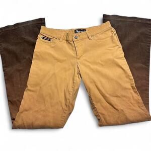 Spacegirlz y2k low rise flare multi color brown pants Womens size 5 waist 26